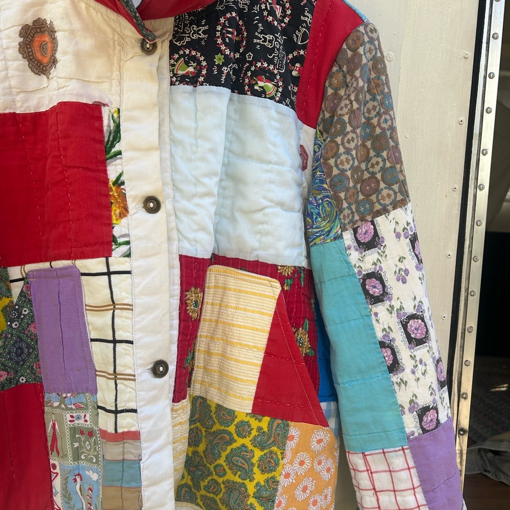 Colorful Patchwork Vintage Quilt Jacket - Picture 7 of 7